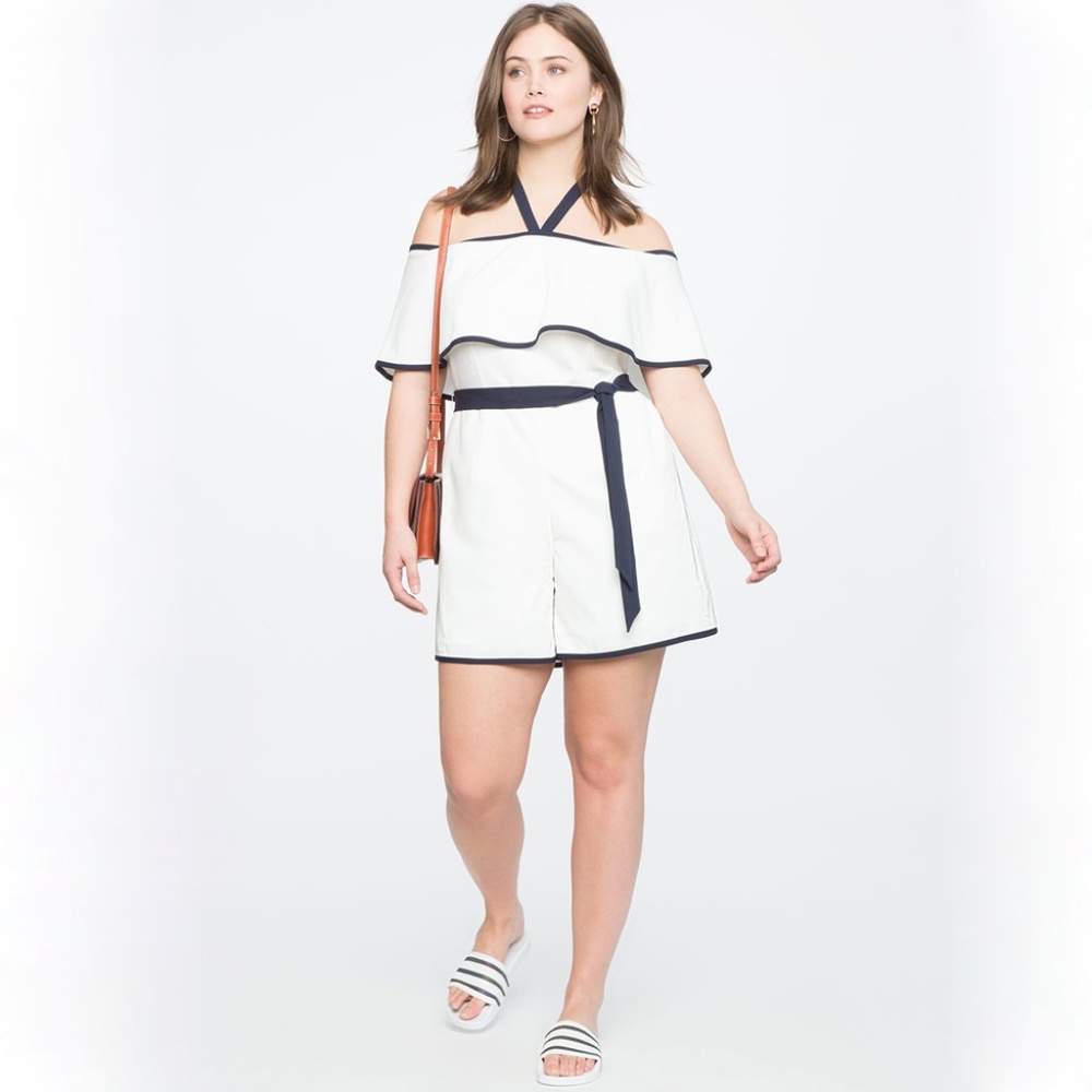 Eloquii NWT Halter Romper w/Contrast Trim Plus 18